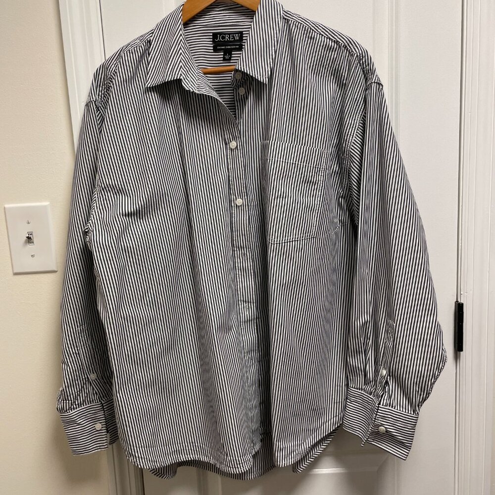 J Crew Navy striped Womens Dress Shirt